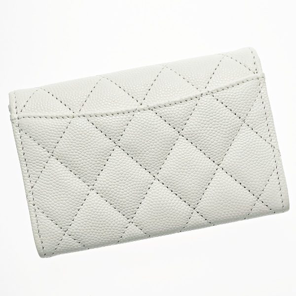 1017004122187 2 CHANEL Matelasse White Card Case CocoMark Caviar Skin