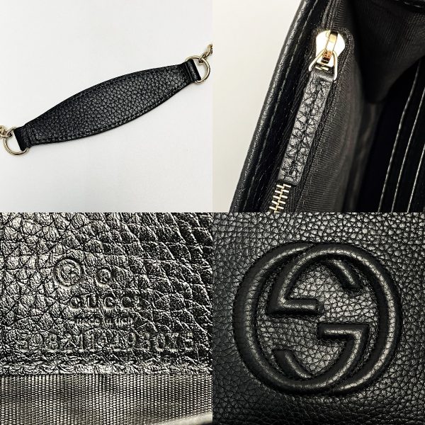 1017004134456 7 GUCCI SOHO Black Shoulder Bag Interlocking GG