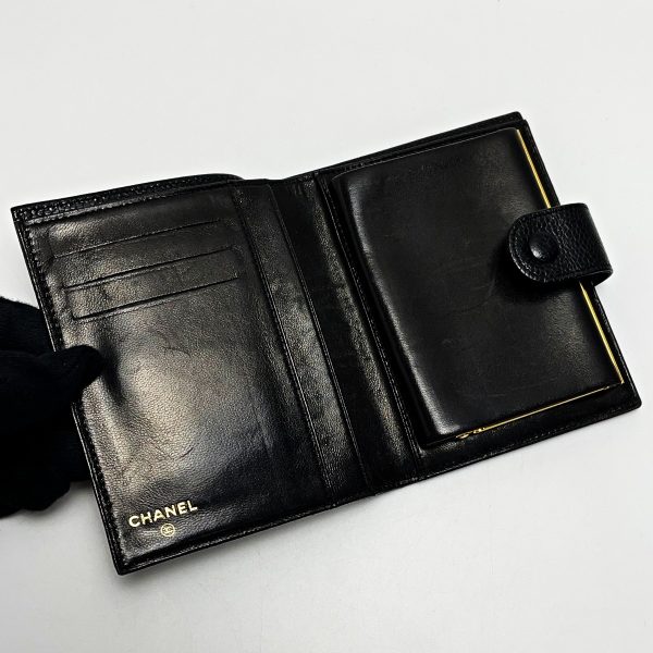 1017004144943 3 CHANEL Coco Mark Black BifWallet Caviar Skin