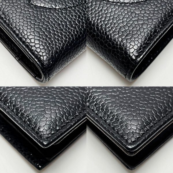 1017004144943 7 CHANEL Coco Mark Black BifWallet Caviar Skin