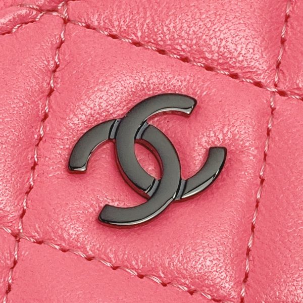 1017004151576 3 CHANEL Cocomark Matelasse Card Case Shocking Pink Lambskin