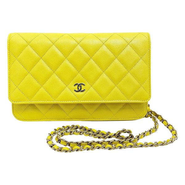 1017004151675 1 rbg CHANEL Matelasse AP0250 Yellow Chain Wallet Shoulder Bag Caviar Skin