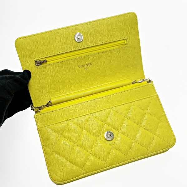 1017004151675 4 CHANEL Matelasse AP0250 Yellow Chain Wallet Shoulder Bag Caviar Skin