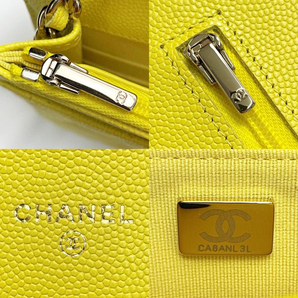 1017004151675 8 CHANEL Matelasse AP0250 Yellow Chain Wallet Shoulder Bag Caviar Skin