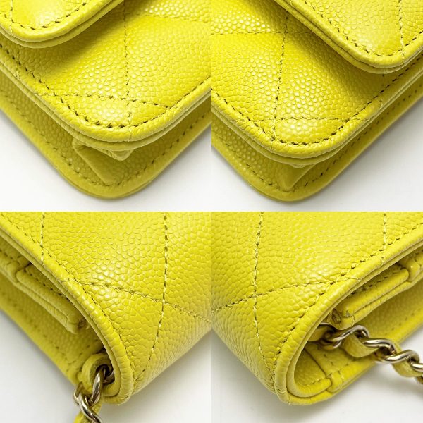 1017004151675 9 CHANEL Matelasse AP0250 Yellow Chain Wallet Shoulder Bag Caviar Skin