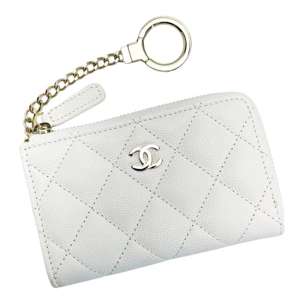 1017004182082 1 rbg CHANEL Matelasse White CocoMark Coin Case Key Case Caviar Skin