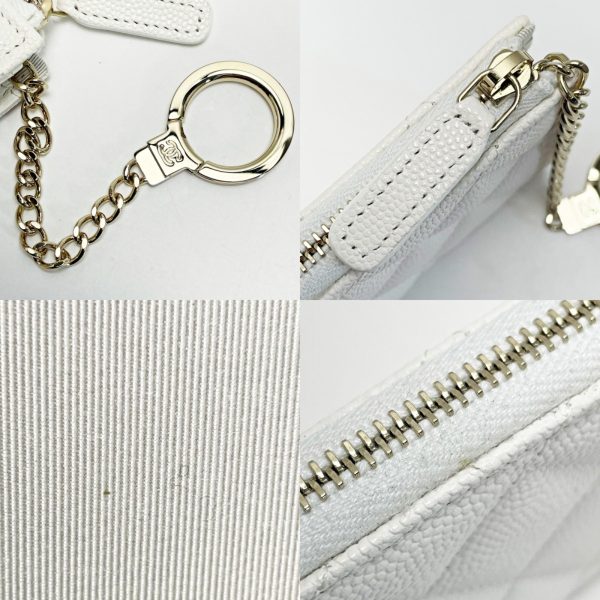 1017004182082 7 CHANEL Matelasse White CocoMark Coin Case Key Case Caviar Skin