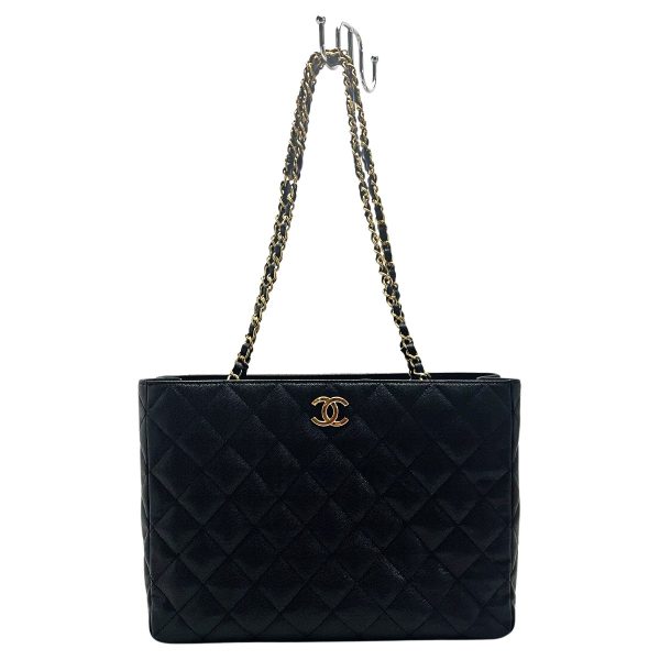 1017004182228 1 rbg CHANEL Matelasse AS3634 Black Chain Tote Bag Caviar Skin