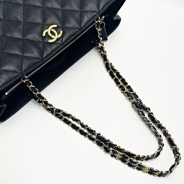 1017004182228 5 CHANEL Matelasse AS3634 Black Chain Tote Bag Caviar Skin