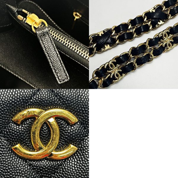 1017004182228 6 CHANEL Matelasse AS3634 Black Chain Tote Bag Caviar Skin