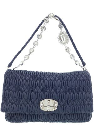 1024121080016 Miu Miu Matelasse Crystal Bijou 2way Clutch Blue