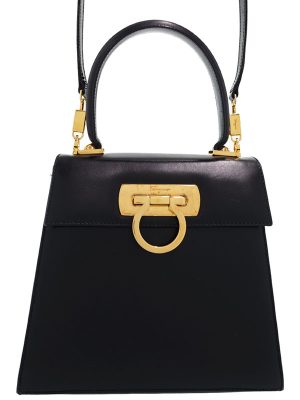 1120286930019 PRADA Engraved Patent Mini Tote Bag Semi Shoulder Bag Black