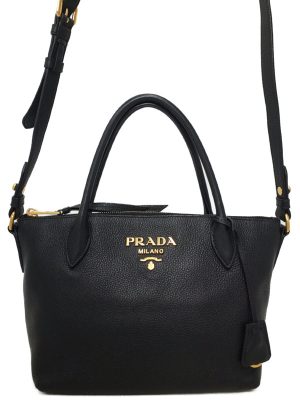 1122057400011 PRADA Shoulder Bag Vitello Daino Black