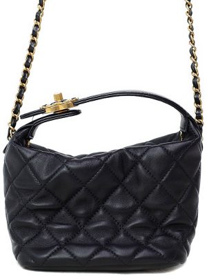 1122109200019 Chanel Mini Matra Serum Lambskin Chain Shoulder Bag Black