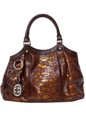 1122113210011 Gucci Jackie 1961 Python Tote Bag 2WAY Shoulder Bag Brown