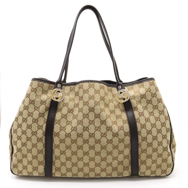 12330888 1 GUCCI GG Twins GG Tote Bag Shoulder Bag Khaki Beige Brown