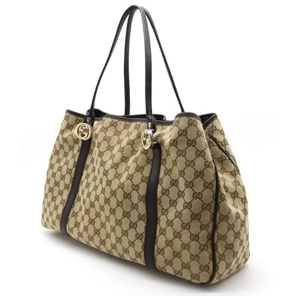 12330888 2 GUCCI GG Twins GG Tote Bag Shoulder Bag Khaki Beige Brown