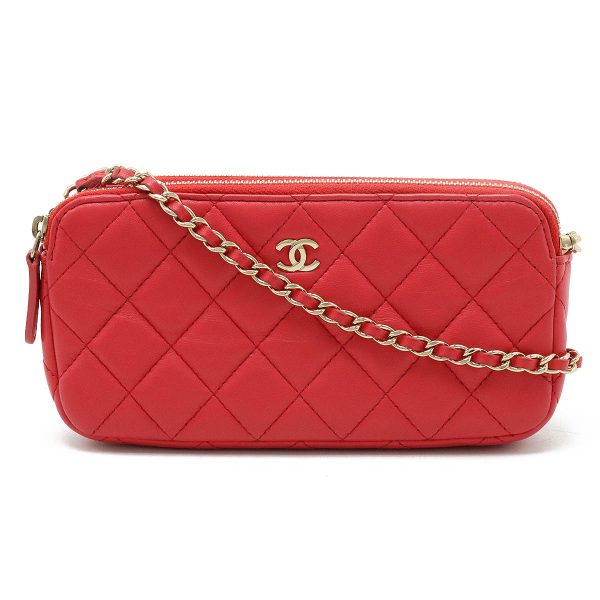 12360680 1 CHANEL Matelasse zip chain wallet shoulder bag pink