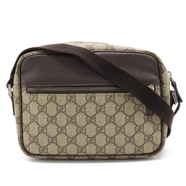 12360933 1 GUCCI GG Supreme Shoulder Bag Crossbody Pochette Khaki