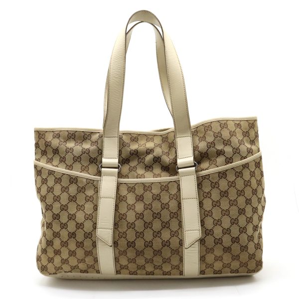 12370612 1 GUCCI GG Tote Bag Shoulder Bag Khaki Beige