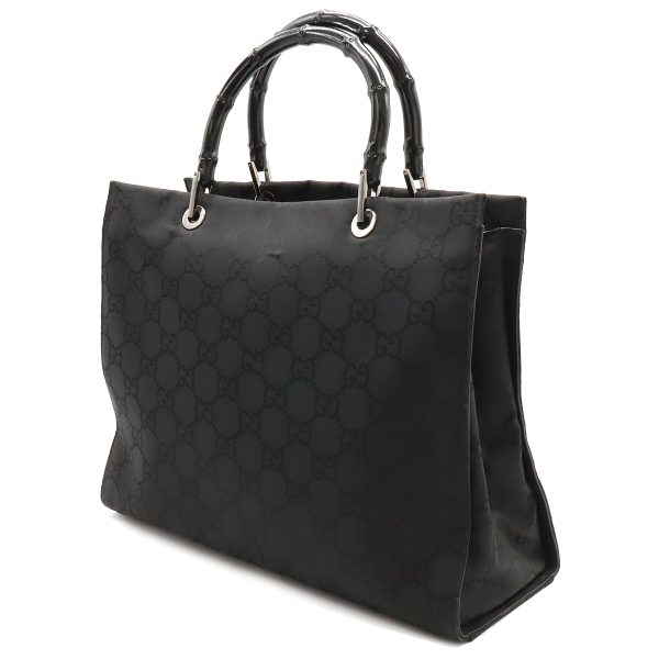 12371038 2 GUCCI GG nylon bamboo handbag tote bag nylon black