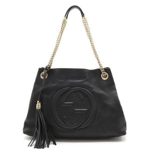 12390683 1 GUCCI Soho Interlocking GG Chain Shoulder Bag Black