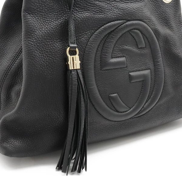 12390683 8 GUCCI Soho Interlocking GG Chain Shoulder Bag Black