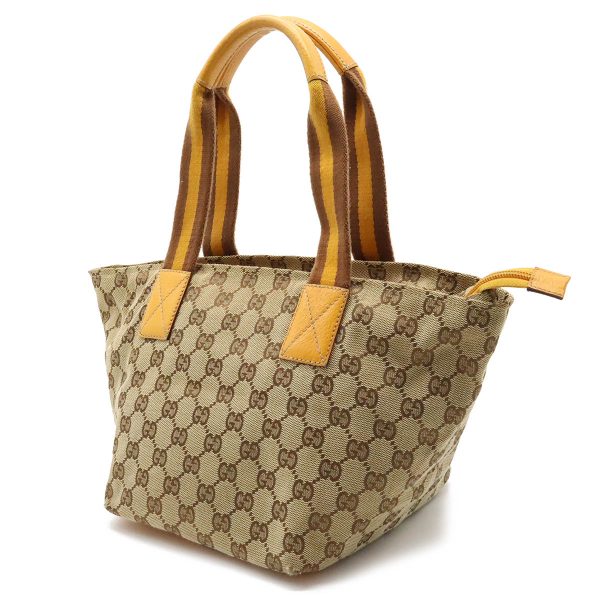 12390697 2 GUCCI GG Sherry line tote bag handbag khaki beige yellow brown