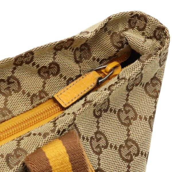 12390697 6 GUCCI GG Sherry line tote bag handbag khaki beige yellow brown