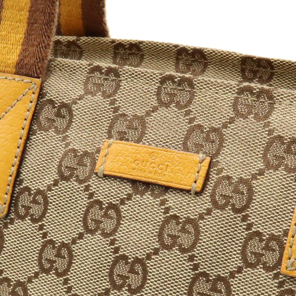 12390697 8 GUCCI GG Sherry line tote bag handbag khaki beige yellow brown