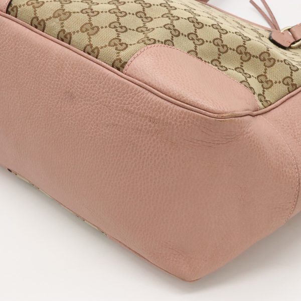 12390735 3 GUCCI Bree Line GG Tote Bag Shoulder Bag Khaki Beige Pink