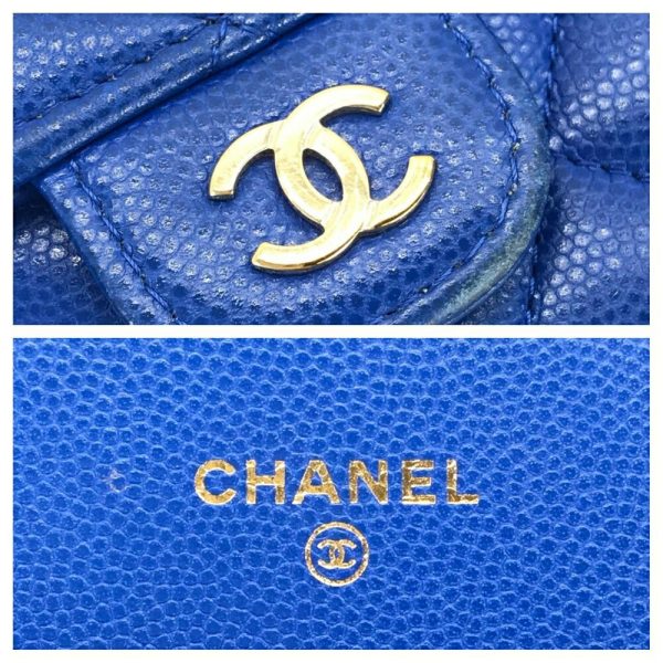 1240001033576 8 CHANEL Matelasse Caviar Skin CocoMark Long Wallet Blue