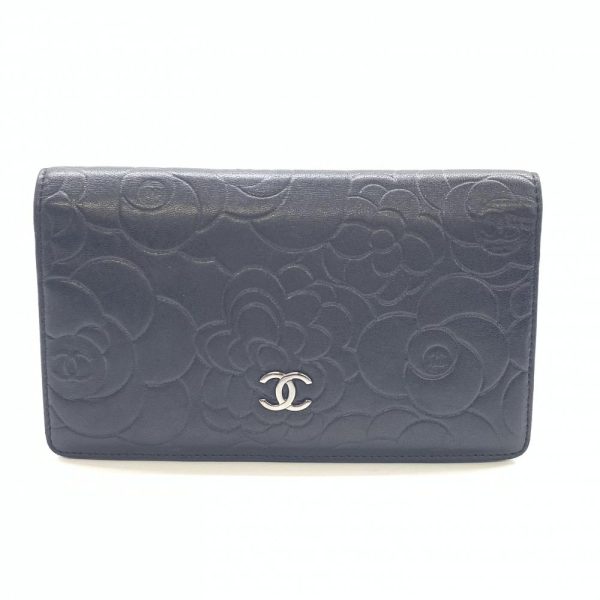 1240001035759 1 CHANEL Camellia Long Wallet Coco Mark Black Flap