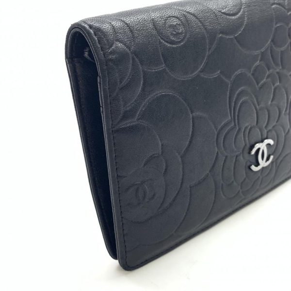 1240001035759 2 CHANEL Camellia Long Wallet Coco Mark Black Flap