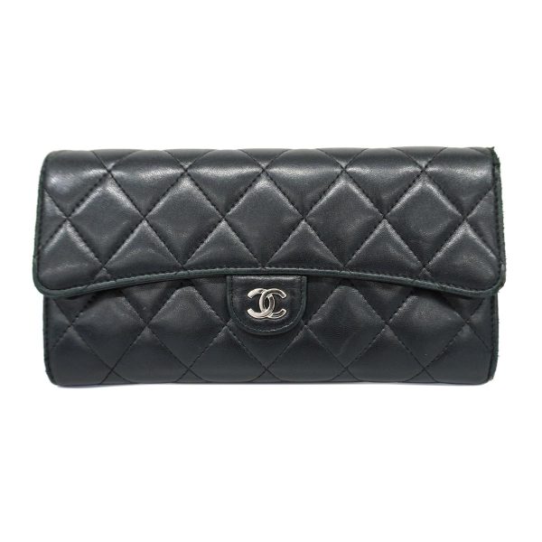 1240001039258 1 2 Chanel long wallet Matelasse Lambskin Black