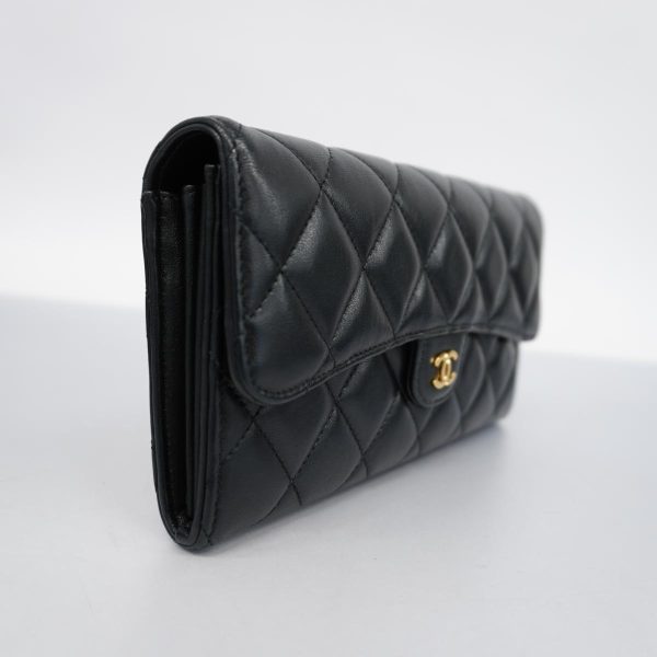 1240001040293 2 Chanel long wallet matelassé lambskin black