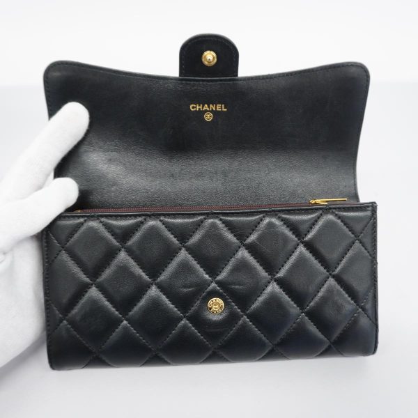 1240001040293 8 Chanel long wallet matelassé lambskin black