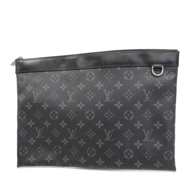 1240001049234 1 Louis Vuitton Monogram Eclipse Pochette Discovery Clutch Bag Black