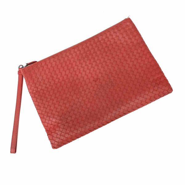 1240001049447 1 BOTTEGA VENETA Clutch Bag Red Intrecciato Shoulder Bag