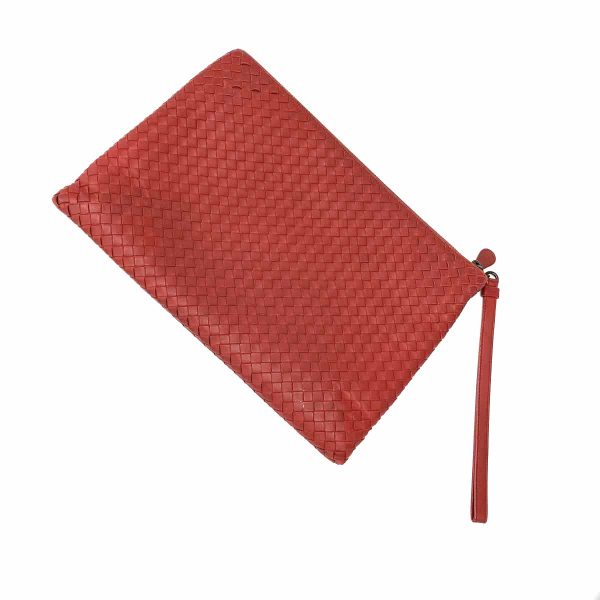 1240001049447 3 BOTTEGA VENETA Clutch Bag Red Intrecciato Shoulder Bag