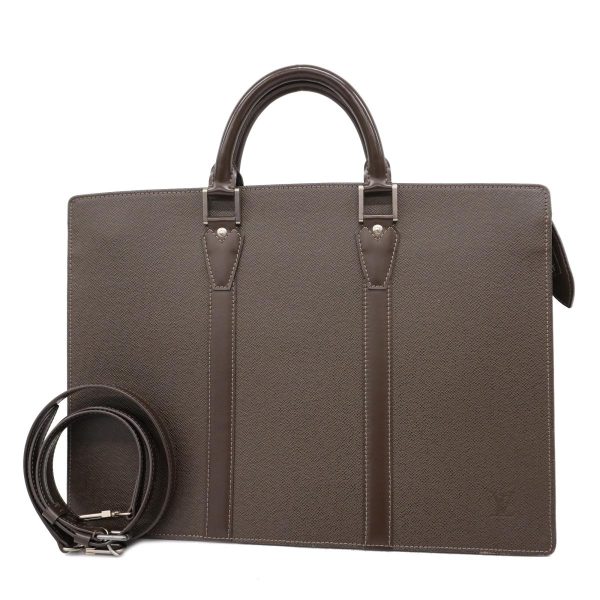 1240001049505 1 Louis Vuitton Porte De Cuman Rosan Taiga Briefcase Grizzly