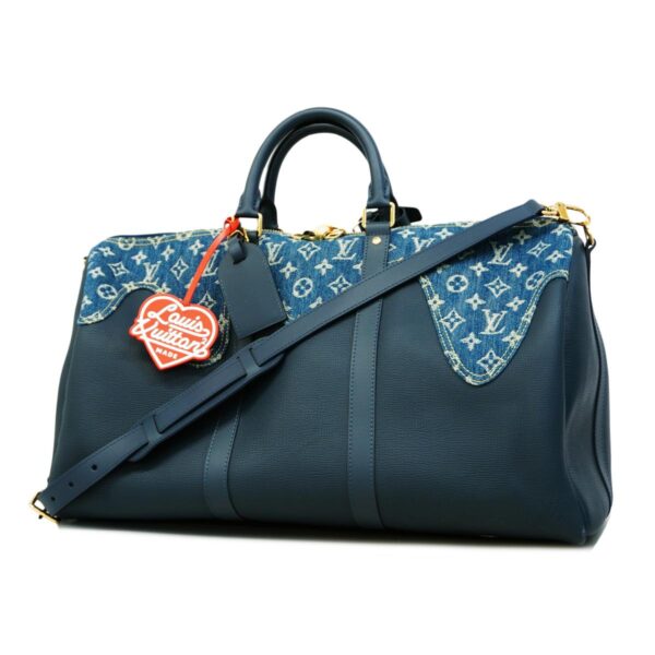 1240001049888 1 Louis Vuitton Denim Taurillon Keepall Bandouliere Bag Blue