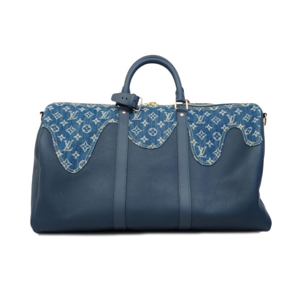 1240001049888 8 Louis Vuitton Denim Taurillon Keepall Bandouliere Bag Blue