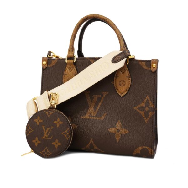 1240001050280 1 Louis Vuitton Monogram Giant On the Go PM 2way Bag Brown