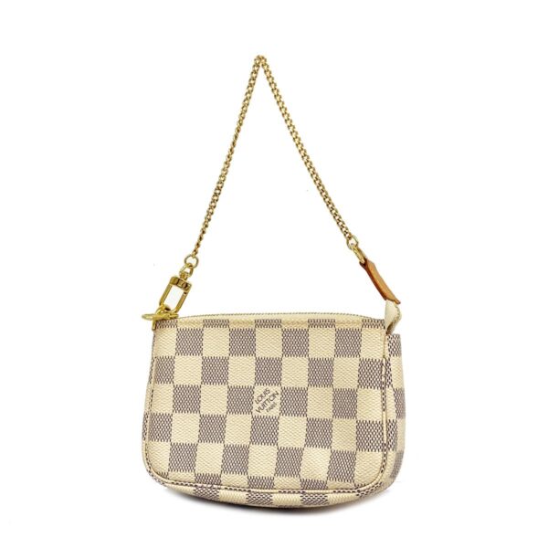 1240001050612 1 Louis Vuitton Damier Azur Mini Pochette Accessory Pouch White