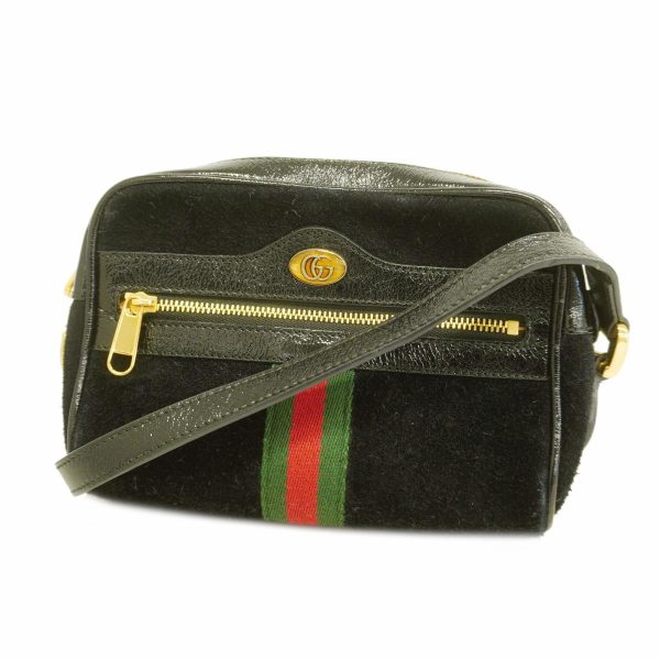 1240001050689 1 Gucci Sherry Line Suede Shoulder Bag Black