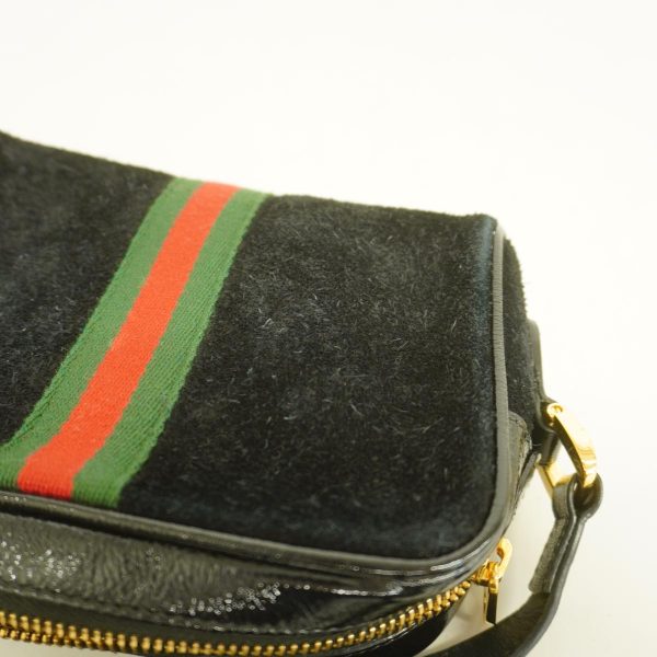 1240001050689 11 Gucci Sherry Line Suede Shoulder Bag Black