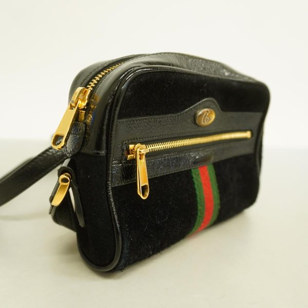 1240001050689 2 Gucci Sherry Line Suede Shoulder Bag Black