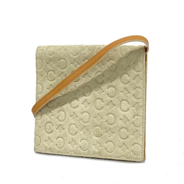 1240001050796 1 Celine C Macadam Suede Shoulder Wallet Beige