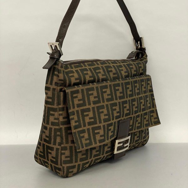 1240001051140 2 Fendi Zucca Nylon Shoulder Bag Khaki